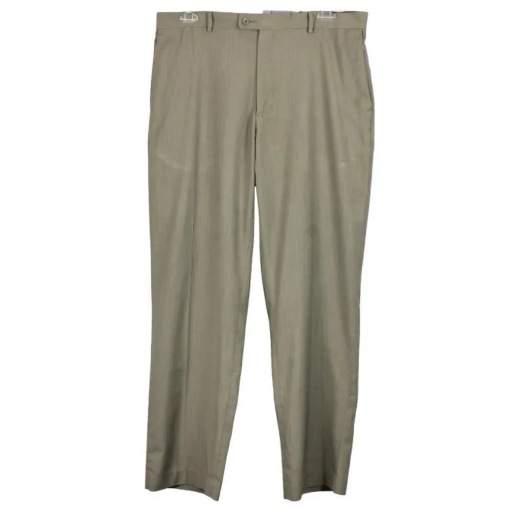 Dress Pants Flat Front Button Close Back Pockets Khaki/Tan Men's Size 38 X 33